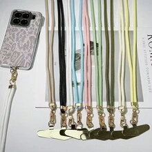 时尚纯色肩带手机挂绳，多种颜色可选，带金属垫，长度可调至 59.06 英寸，送给朋友的绝佳礼物 - 彩色 - 查看 3