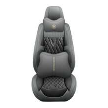 Cobear 5seats Car Seat Covers PU Leather Waterproof Car Seat Cushions Car Seat Protector Full Set Front Seats Rear Seat Covers Universal Fit Most Cars MH51 - 灰色 - 查看 2