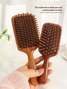 1把檀香木气垫按摩梳，柔软气垫设计，复古简约风格手柄，有大号和小号可选，女士适用，梳子，边缘梳，头发梳，解结梳，球形梳，迷你梳子套装，木梳，发梳，边缘梳，发梳套装，梳子，发梳，理发师，美发设备，发型，美发，发梳，梳子套装，梳子，卷发梳，解结梳，女士发梳，理发师配件，理发店，美发设备 - 棕色 - 查看 5