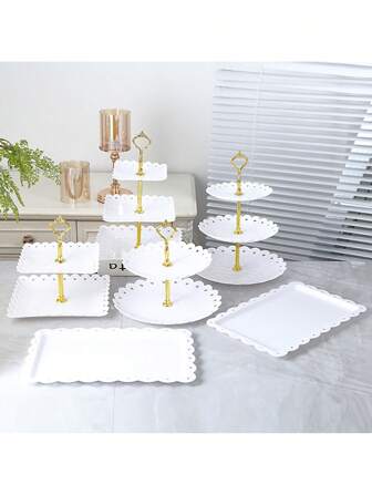 1 pieza/6 piezas Soporte plástico para exhibición de pasteles y cupcakes, decoración y regalo para fiesta de cumpleaños