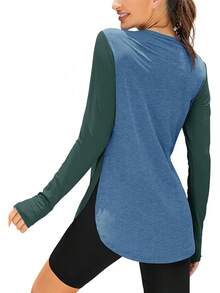 ZHENWEI Women's Long Sleeve Sun Shirt UV Protection Workout Tops Lightweight UPF 50+ Golf Gym Hiking Shirts Outdoor Clothing - 深綠藍 - 查看 1