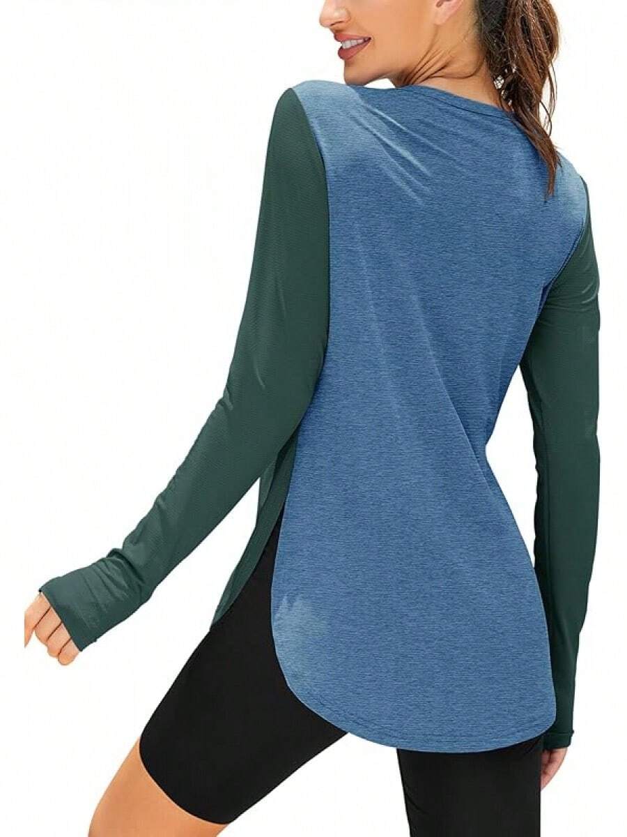 ZHENWEI Women's Long Sleeve Sun Shirt UV Protection Workout Tops Lightweight UPF 50+ Golf Gym Hiking Shirts Outdoor Clothing - 深綠藍 - 查看 1