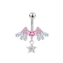 Aro para el ombligo de acero quirúrgico de 14G con forma de corazón rosa, piercing de ombligo lindo para mujeres - Multicolor - Ver 13