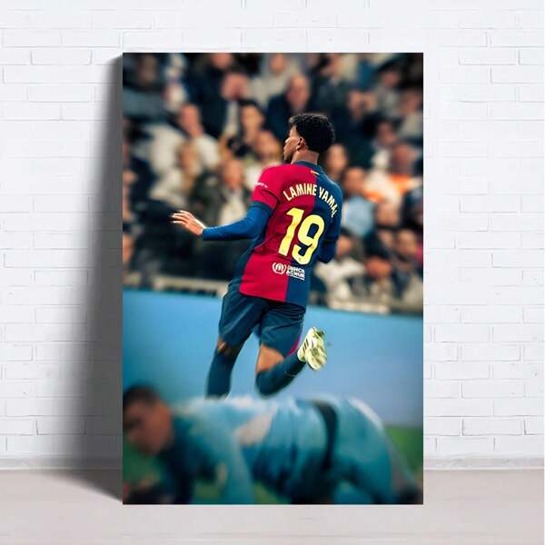 BAEMEFLE Póster lienzo de estrella de fútbol dinámica - Arte abstracto sin marco de 18x12", Decoración deportiva vibrante para dormitorio, sala de estar, oficina, cafetería, bar, dormitorio - Regalo ideal para aficionados al fútbol