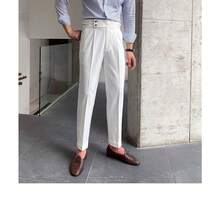 Neapolitan British-Style Stretch High-Waisted Straight-Leg Pants For Spring-Autumn Casual Wear, Men's 2025 New Style. - White - View 8