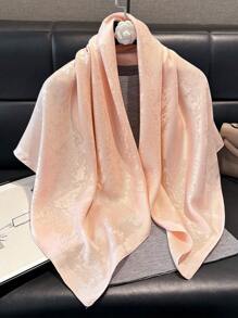 1 pièce écharpe carrée élégante à imprimé floral métallique brillante, foulard de tête pour femmes, châle pour toutes les occasions