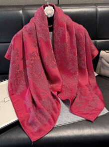 1 pièce écharpe carrée élégante à imprimé floral métallique brillante, foulard de tête pour femmes, châle pour toutes les occasions