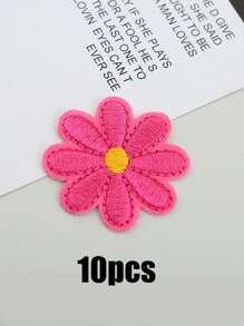 10pcs Daisy Embroidered Patch, Daisy Shaped Flower Design Iron-On Patch, Embroidered Daisy Patch For DIY Sewing  ,Suitable For Diy Clothing, Hats, Bags, Shoes, Phone Cases, Iron-On Design