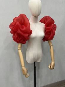 One Piece Black Organza Puff Sleeves 2 Elasticated Bridal Sleeves Autumn Accessories