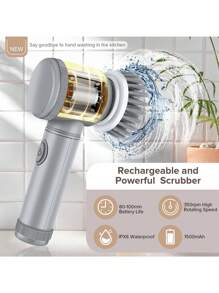 Electric Kitchen & Bathroom Cleaning Brush, Multi-Purpose Electric Scrubber, Cleaning Accessories, Household Cleaning Supplies, Room Decoration, Can Be Used To Prevent Oil Stains, Garbage, Etc., Suitable For Kitchens, Restaurants, Parties, Gatherings, Travel, Family Gifts, Home Gifts