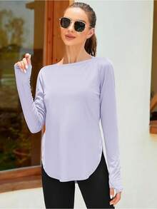 ZHENWEI Women's Long Sleeve Sun Shirt UV Protection Workout Tops Lightweight UPF 50+ Golf Gym Hiking Shirts Outdoor Clothing - 淺紫色 - 查看 3