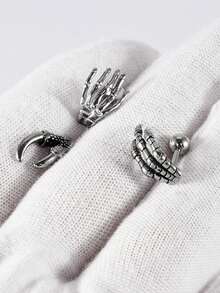 1 件朋克不锈钢黑色油滴骷髅爪/龙爪耳屏耳环 16 克穿孔口耳软骨耳垂耳钉，适合男女通用节日和日常生活礼物