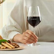 Personalized Wine Glass, Engraved Wine Glass, Custom Wine Glass, Personalized Gift, Custom Wedding Gift, Bridesmaid Gift, Engagement Glass - White - View 3