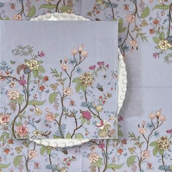 30 件复古野花一次性纸巾，适合派对、婚礼、生日，非常适合甜点和庆祝活动