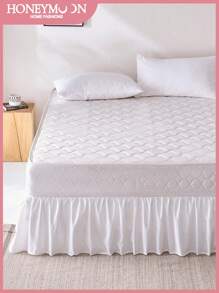1 pièce Jupe de lit volantée de base, léger, style classique, doux et élégant 100% microfibre avec une chute de 38 cm, blanc. Pour les essentiels de literie de maison et de dortoir scolaire.