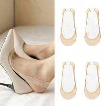 1/4 Pairs Women Colorful Foam Padded No Show Socks, Anti-Slip & Invisible Liner Socks For High Heels, Low Vamp Style For Spring/Summer