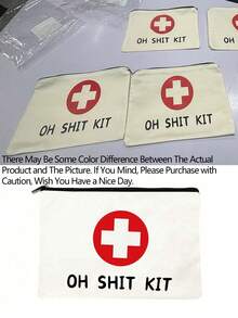 Versatile Canvas First Aid Kit Zipper Pouch Alcohol-Free, Ideal For Travel & Home Use - Perfect Gift For Nurses, Doctors, And Anyone Recovering Medicine Bag Medicine Storage Bag Medicine Organizer First Aid Kit First Aid Bag Travel Accessories Travel Organizer Travel Essentials Travel Stuff Travelling Bag College Vacation Cruise Summer Holiday Essentials For Outdoor Camping Hiking Hunting - White - View 6