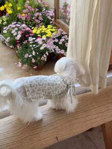 Breathable Mesh Floral Print Dog/Cat Tank Top, Pet Clothes For Small Dogs And Cats, Suitable For Spring/Summer - Baby Blue - View 7