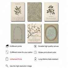 Bộ 6 bức tranh tường nghệ thuật in hình Kinh thánh cổ điển không khung, tranh vải canvas, tranh thực vật, tranh tối giản, tranh mộc mạc, tranh ký túc xá, căn hộ, phòng khách, trang trí nhà hiện đại - Nhiều màu - Xem 6