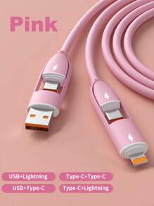 OIITH 4-In-1 60W/100W(MAX)/27W Type C Fast Charging Cable, Silicone Micro USB Type C Charger ,Suitable For Smart Phone USB Multiple Ports, Charging Cable Compatible With Iphone 16/15/14/13/12/11/ S24/S23/S22/S21, Vivo,Compatible With Samsung,Can Charge Other Devices At Full Speed! Nan