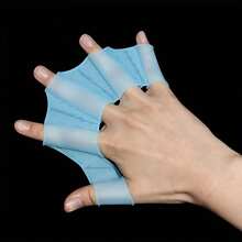 1 Pair Of Anti Slip Silicone Swimming Fins - Perfect For Swimming Pools, Beaches, Oceans, And Diving Training - Blue - View 6