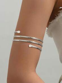1 pieza Brazalete de doble capa con diseño minimalista y ahuecado, elegante accesorio de personalidad, brazalete abierto