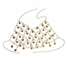 New Arrival Rhinestone Circle Pendant Mesh Chest Chain, European And American Fashion Body Chain - Gold - View 7