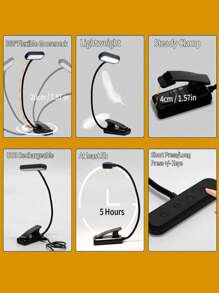 1pc/2pcs Adjustable Brightness & Color Temperature Clip-On Reading Light, Flexible & Portable For Bedside, Bedroom, Book Reading, Available In Black, White, Pink