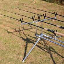 New European Carp Fishing Aluminum Alloy Quick Folding Rod Stand, Multifunctional 5-Head Offshore Fishing Rod Holder, Alarm Bracket, Fishing Accessory