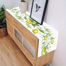1pc/5pcs/7pcs, Home Decor, Summer Style Lemon Pattern Polyester Printed Table Runner With 6 Placemats - Polyester, Rectangle, Holiday Decorative Fabric Table Runner, Home Decor, Kitchen & Dining Table Decoration, Room Decor, Table Runner