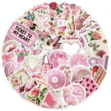 50PCS Pink Stickers Aesthetic Coquette Stickers Pink Stickers Kawaii Stickers Stickers Art Stickers Graffiti Stickers Pop Culture Stickers For Laptop Skateboard Journal Notebooks Phone Cup Guitar Luggage Computer Fridge Desk