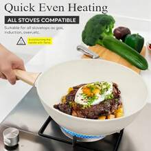 Non Stick Ceramic Cookware Set, Healthy Pot And Flat Bottomed Pot Set, Kitchen Cooking Set, With A Cool Handle To Keep It Cool, Ceramic Non Stick Stew Pot With Lid, White Granite Coating, Free Of PFOS/PFAS