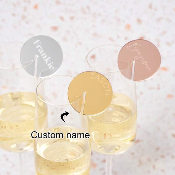 2/10/20/50/100 Pcs Custom Wine Charm With Names, Wedding Name Place Card Ideas Glass Marker Wine Charm Wedding Drink Tags Cocktail Champagne Charms Drink Label Glass Charm Place Setting, Multi-Functional, Durable, Ornamental, Reusable, Exquisite, Stylish, High-Quality, Colorful, Modern, Custom, Personalized, Unique, Home, Garden, Office, For Anniversaries, For Valentine's Day, For Mother's Day, For Birthdays, For Father's Day, For Graduation, For Weddings, For Housewarming,Vacay Vibes