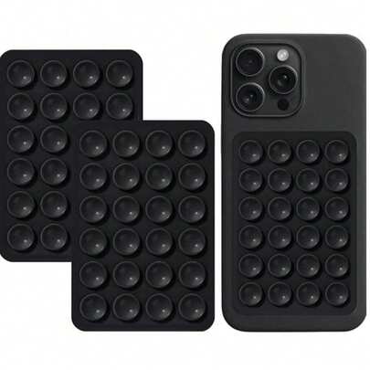 2 paquetes de soporte de teléfono con ventosa de silicona, soporte de teléfono con ventosa adhesiva de silicona, agarre de teléfono antideslizante para teléfonos celulares, soporte con agarre fuerte para selfies y videos (negro) compatible con iPhone, teléfonos Android, regalo para cumpleaños, familia, amigos, soporte de teléfono, accesorios de teléfono