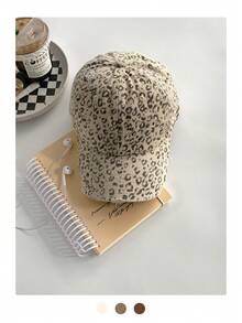 1pc Soft Top Vintage Leopard Lace Bow Baseball Cap For Women, Versatile Wide Brim Soft Top Cap With Lace Trim, Suitable For Large Head Circumference - Leopard - View 12