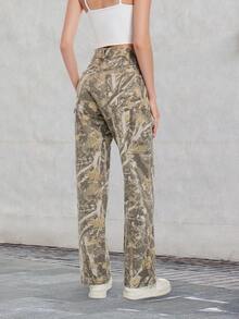 PinkyMoor Camo Pants For Women Cargo Pants Women Camo Sweatpants  Baggy Jeans Y2K Low Rise Loose Leg Jeans, Summer Back To School Streetwear - Khaki - View 7