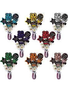 5 件 2025 毕业花束花瓶装饰、桌面花瓶插片和蛋糕顶饰道具、餐桌中心装饰、2025 毕业派对装饰品 - 彩色 - 查看 1