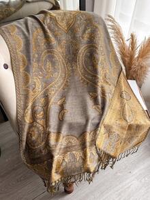 1pc Women Retro Paisley Jacquard Bohemian Style Long Tassel Windproof Scarf/Shawl, Suitable For Daily Outings, Travel And Shooting Bohemian Style Photos For Dress - Multicolor - View 7