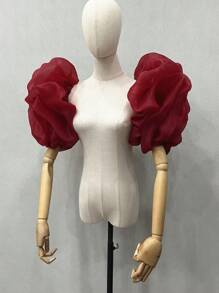 One Piece Black Organza Puff Sleeves 2 Elasticated Bridal Sleeves Autumn Accessories