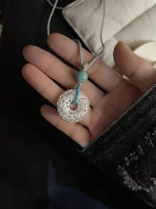 Collar hecho a mano de cuerda con cuentas de plata, perla y amazonita natural, estilo océano de verano, diseño de contraste de color, plata de ley 925