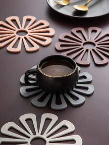 Alfombrilla redonda resistente al calor de silicona suave, base aislante antideslizante, salvamanteles para hogar mesa té café tazón plato, diseño creativo con pétalos - Multicolor - Ver 6