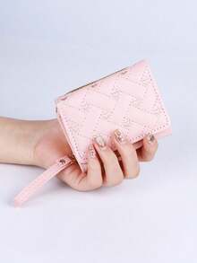 Heart Embroidered Short Wallet Short Purse. Large Capacity Card Holder Tri-Fold Wallet Clutch Zipper Coin Purse Credit Card Case For Women Wallet Mini Wallet Purse Wallet Small Wallet Cute Wallet - Red - View 16