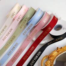 1 Roll Gold Foil Lettering Grosgrain Ribbon, For Floral Gift Wrapping, Cake Packaging Ribbon Bowknot, DIY Craft Supply Satin Ribbon Mother's Day Graduation - Multicolor - View 4