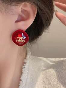 1 pezzo Orecchini a perno eleganti e minimalisti 2025 con lettera floccata, orecchini di lusso leggeri in argento ipoallergenici per donna