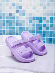 1 Pair Girls' Comfortable, Fashionable, Casual, Lightweight, Versatile, Non-Slip, Soft EVA Foam Sandals/House Slippers, Suitable For Spring/Summer - Purple - View 7