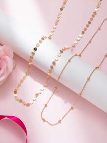 2pcs/Set Women's Golden Vintage Metal Sequin Beaded Waist Chain, Sexy Beach Vacation Style Fashion Bodychain, Party Gift - Gold - View 3