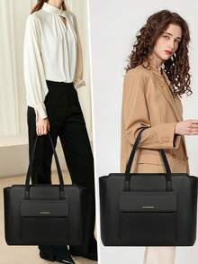 NEWHEY Women's PU Leather Handbag, Large Shoulder Bag With Zipper, Waterproof Tote Bag, Anti-Theft Crossbody Bag, Suitable For Travel, Casual, Business, Lightweight Occasions, Back To School Essential - Multicolor - View 5