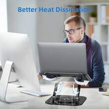 Laptop Stand With 360° Rotating Base, Foldable Adjustable Computer Holder, Ergonomic Design Compatible With Pro,  XPS, HP,  More 10-17" (A-Silver) - 黑色 - 查看 7