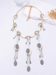 1pc Luxury Design Sense INS Style Geometric Metal Pendant Necklace, Versatile For Women - Chain Necklace - View 5