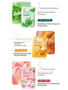 6片装（口味随机）蜂蜜芦荟水果系列烟酰胺保湿面膜，30克/片 - 彩色 - 查看 8